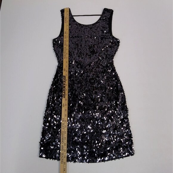 Express Black Sequin Mini Dress XS Chest 30" Sleeveless Shimmer 100% Polyester - Picture 12 of 12